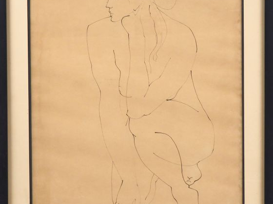 Ecole française XXème. "Etude de jeune femme nue" Dessin à la plume, s