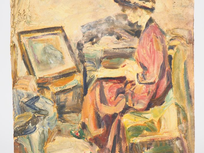 Mario CAVAGLIERI.  "Jeune femme lisant" (Térésina) Huile sur carton, t