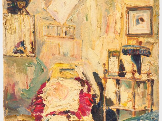 Mario CAVAGLIERI.  "Intérieur" Huile sur carton, signée en bas à droit