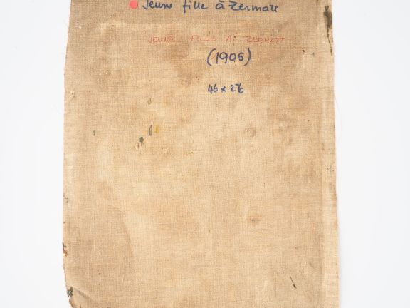 Mario CAVAGLIERI.  "Jeune fille à Zermatt" Huile sur toile, titrée et 