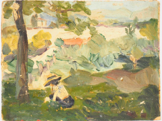 Vente aux enchères Mario CAVAGLIERI.  "Adolescente à Zermatt" Huile sur carton, titrée et