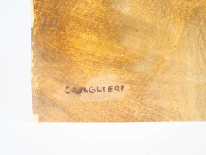 Mario CAVAGLIERI.  "Vieillard à la barbe blanche" Huile sur carton, si