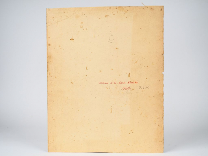 Mario CAVAGLIERI.  "Vieillard à la barbe blanche" Huile sur carton, si