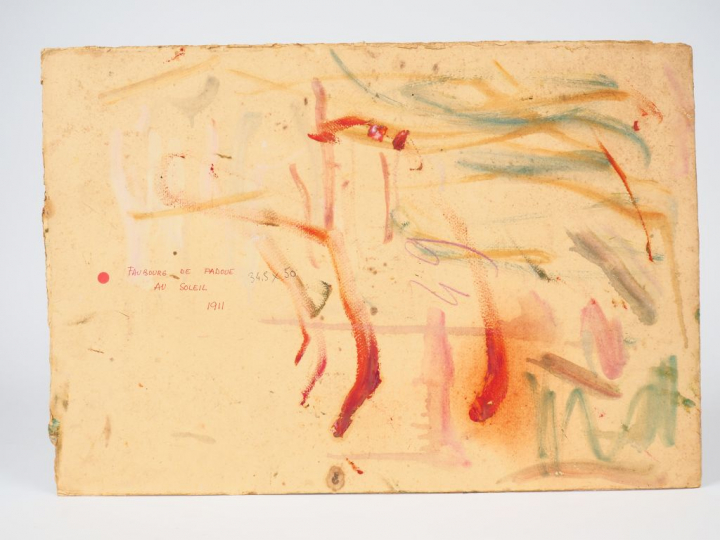 Mario CAVAGLIERI.  "Faubourg de Padoue au soleil" Huile sur carton, si