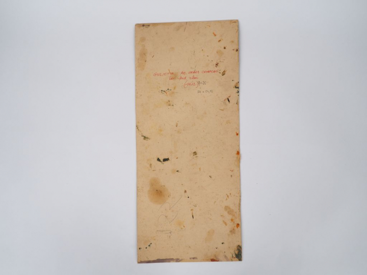 Mario CAVAGLIERI.  "Giulietta au grand chapeau". Huile sur carton daté