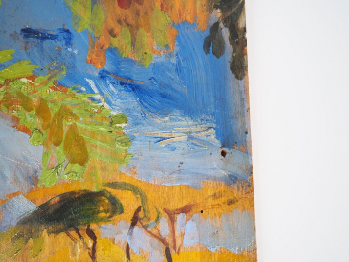 Mario CAVAGLIERI.  "Giulietta devant la chapelle" Huile sur carton, si