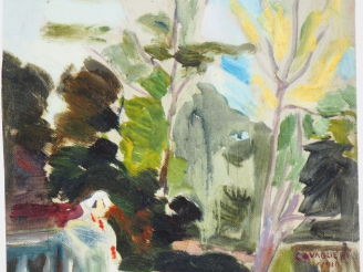 Vente aux enchères Mario CAVAGLIERI.  "Giulietta dans les jardins du Comte Giacommetti à 