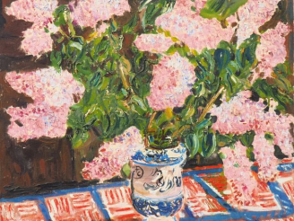 Vente aux enchères Mario CAVAGLIERI.  "Bouquet de lilas" Huile sur toile, signée en bas à