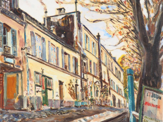 Vente aux enchères Mario CAVAGLIERI.  "Jardin de Montmartre"  Huile sur toile, signée en 