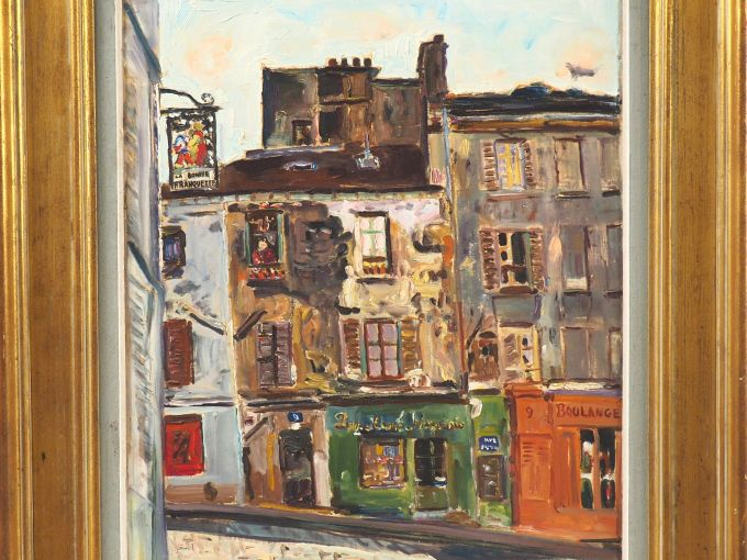 Mario CAVAGLIERI.  "Rue de Montmartre Huile sur toile, signée en bas à