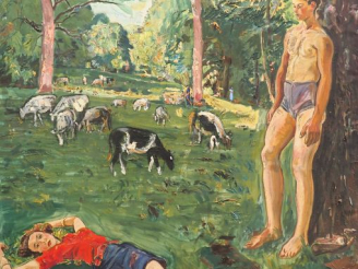 Vente aux enchères Mario CAVAGLIERI.  "La baignade"  Grande huile sur toile, signée en ba