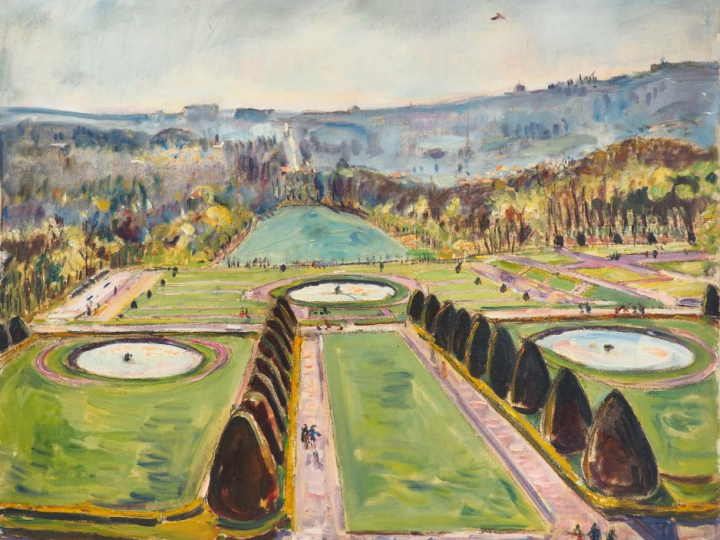 Mario CAVAGLIERI.  "Hommage à Lenôtre, vue d'une fenêtre du château" H