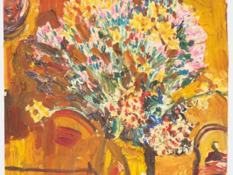 Vente aux enchères Mario CAVAGLIERI. "Bouquet de fleurs" Huile sur carton, signée et daté