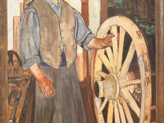 Vente aux enchères Mario CAVAGLIERI.  "Portrait de mon charron" Huile sur toile, signée e