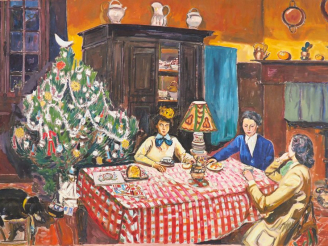 Vente aux enchères Mario CAVAGLIERI.  "Le jour des rois à Peyloubère" Grande huile sur to