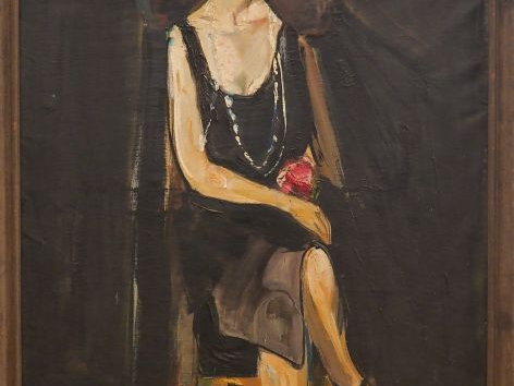 Mario CAVAGLIERI.  "La dame en noir" Huile sur toile, signée en bas à 