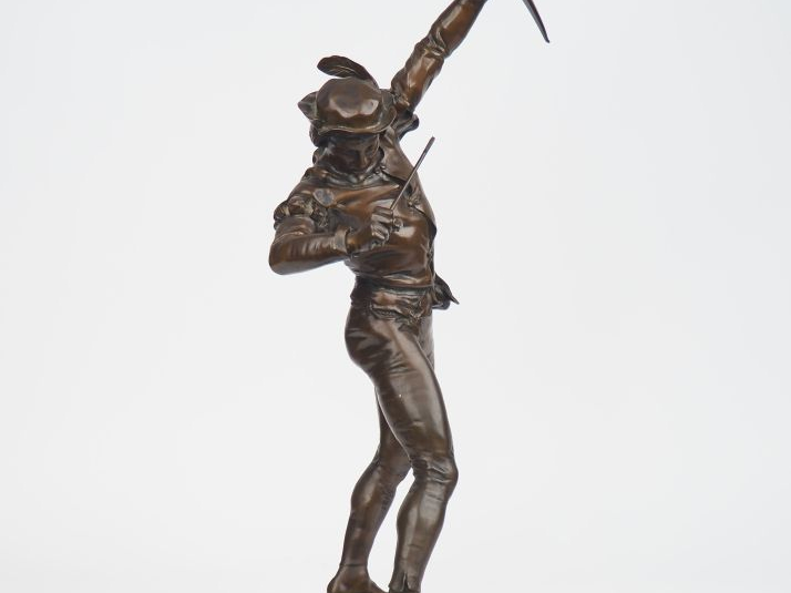 J. TURCAN.  "Guillaume Tell" Sculpture en bronze à patine brune. H. 65