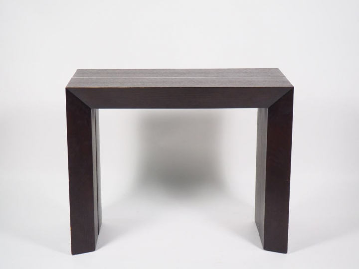 Grande table de salle à manger à allonges en chêne cérusé, piétement e