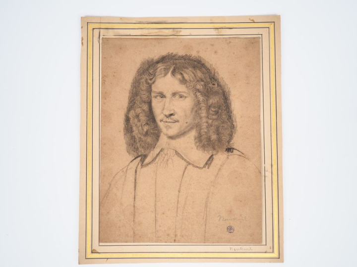 Ecole française XIXème d'après Nanteuil. "Portrait d'homme". Dessin si