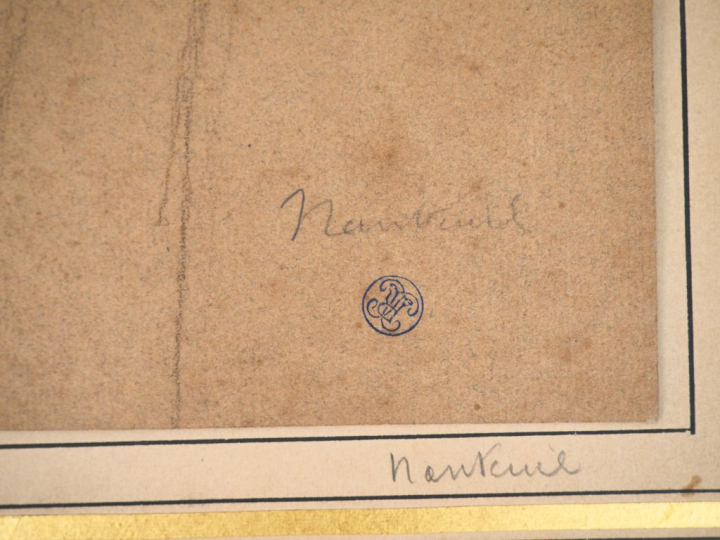 Ecole française XIXème d'après Nanteuil. "Portrait d'homme". Dessin si