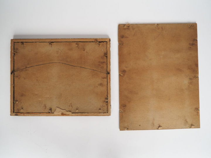 Ecole italienne fin XIXème - début XXème. "Amour au char et "servante"