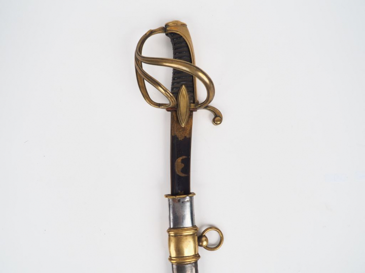 Sabre à la chasseur pour officier de cavalerie légère type AN IX, mont