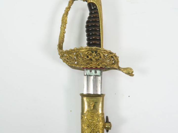 Sabre de luxe d’officier de marine modèle de fantaisie début troisième
