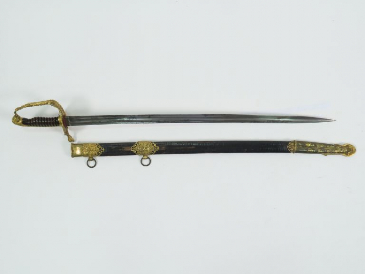 Sabre de luxe d’officier de marine modèle de fantaisie début troisième