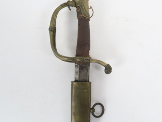 Vente aux enchères Sabre d’officier d’infanterie modèle 1821. Lame droite à gorge central