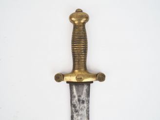 Vente aux enchères Glaive modèle 1831, monture en bronze fusée à torons (25), lame droite