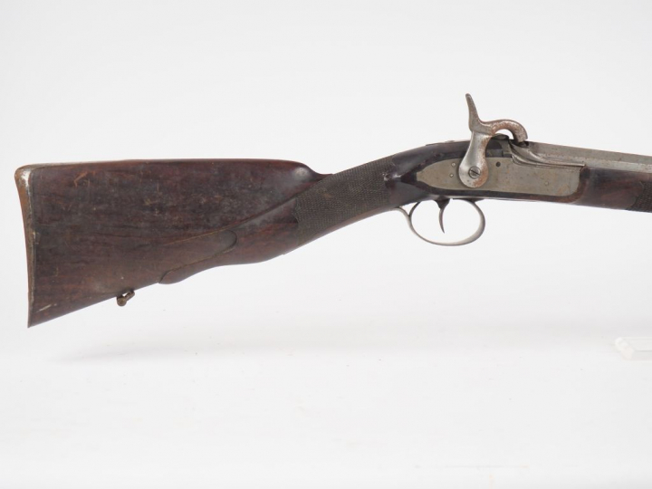 Long et inusuel fusil de chasse monocoup à percussion à canon octogona