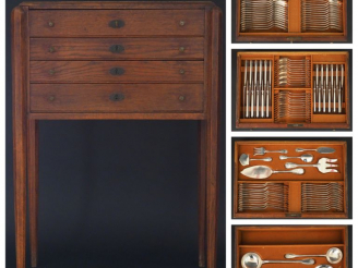 Vente aux enchères Ménagère en argent, poinçon Minerve, modèle à double coquilles, monogr