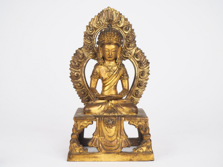 Sino Tibet, XVIIIe siècle, époque Qianlong, Statuette en bronze doré r