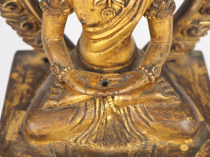 Sino Tibet, XVIIIe siècle, époque Qianlong, Statuette en bronze doré r