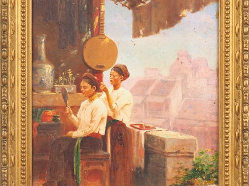 Albert Cézard (1869-vers 1916) « Jeunes femmes à la coiffure »  Huile 