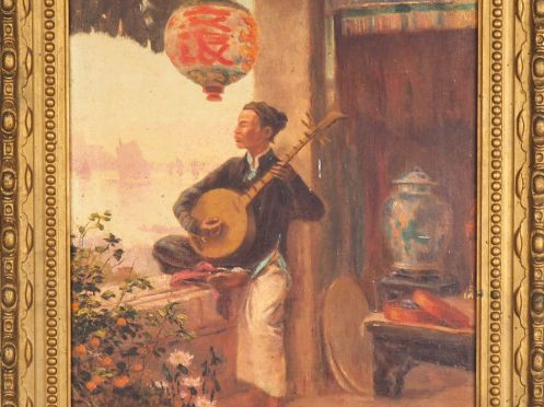 Albert Cézard (1869-vers 1916) « Le musicien »  Huile sur toile représ