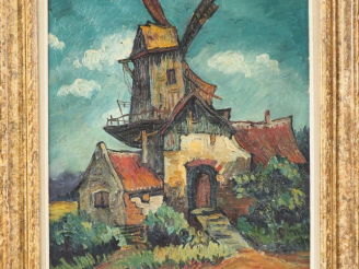 Vente aux enchères Liu KANG (1911 – 2004)  刘抗  "Moulin et ses pavillons sur une route de 