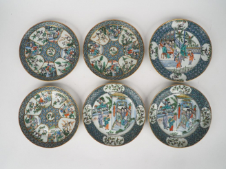 Vente aux enchères Canton, fin XIXe siècle,  Ensemble comprenant six assiettes en porcela