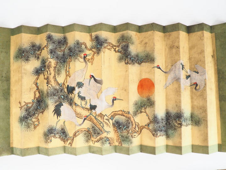 Japon, période Taisho (1912-1926) Makemono en éventail représentant de