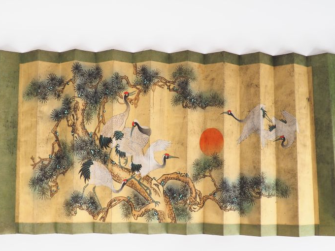 Japon, période Taisho (1912-1926) Makemono en éventail représentant de