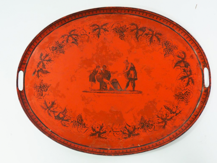 Plateau Directoire en tôle figurant une représention de "Bélisaire ref