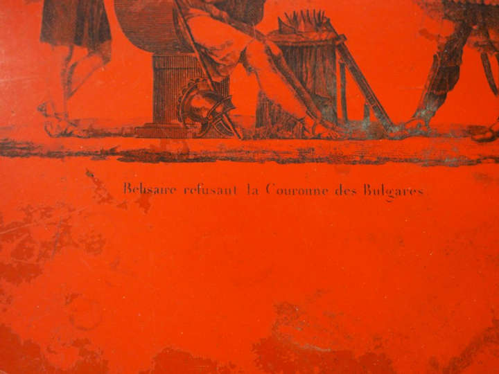 Plateau Directoire en tôle figurant une représention de "Bélisaire ref