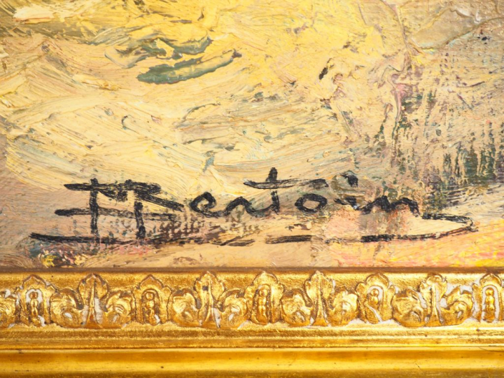 M. BERTOIN. 'Paysage de l'Aude'. Huile sur panneau, signée en bas à dr