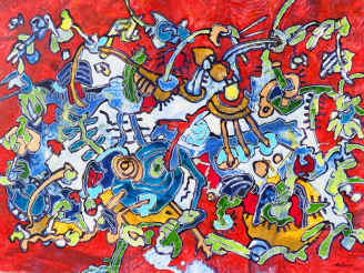 Vente aux enchères CAVADONE. "Sans titre". Huile sur toile, signée en bas à droite. Dim. 