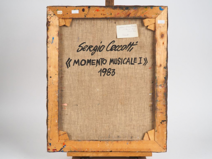 Sergio CECCOTTI. "'Momenta Musicale" Huile sur toile, signée en bas à 