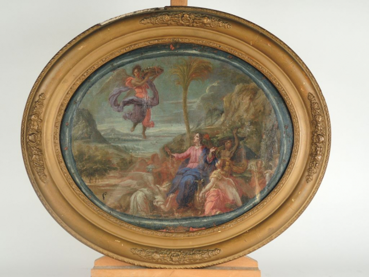 Attribué à François VERDIER (1651-1730). "Le Christ servi par les ange