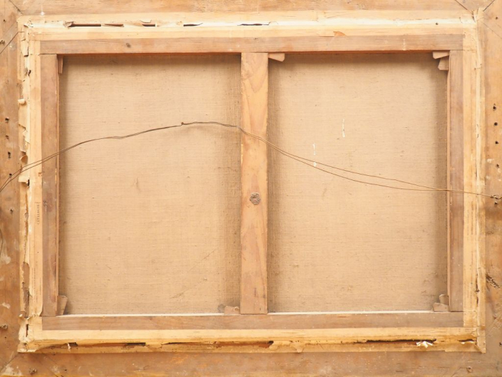 Ecole romaine XVIIIème. "Cavaliers approchant d’un château fort". Huil