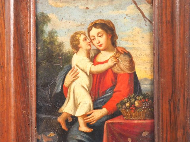 Ecole française XVIIème. "Vierge à l'enfant". Huile sur cuivre. Dim. 2