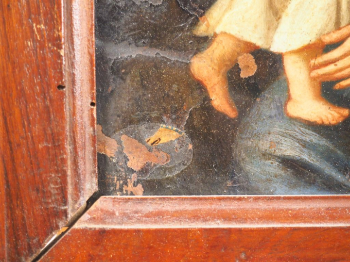 Ecole française XVIIème. "Vierge à l'enfant". Huile sur cuivre. Dim. 2
