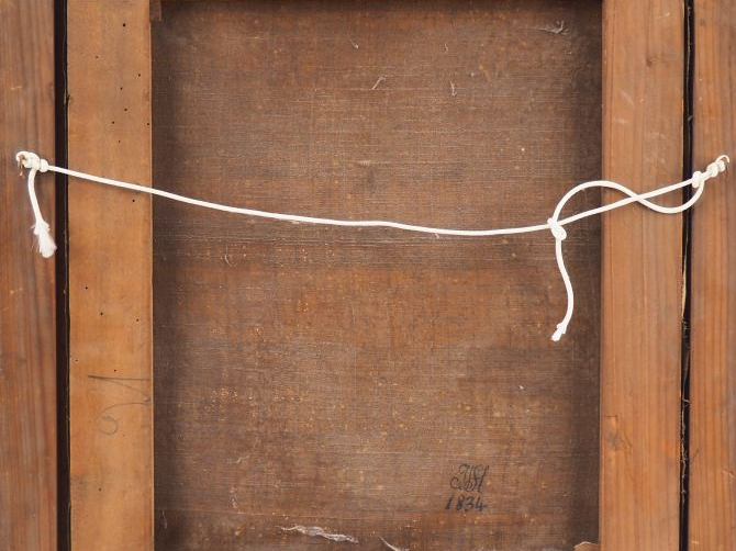 Ecole française XIXème. "Portrait d'Elisabeth". Huile sur toile, monog